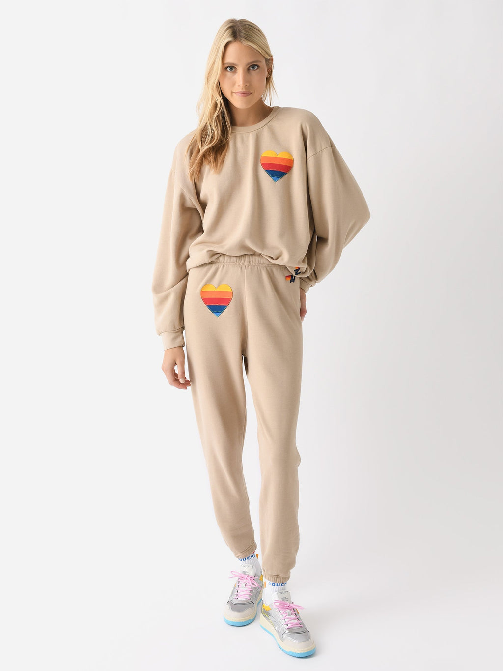 Aviator Nation Women's Rainbow Heart Stitch Sweatpant