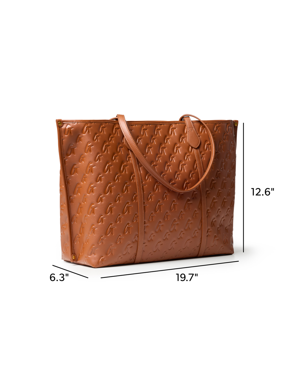 XL MONOGRAM SLEEK TOTE - BROWN