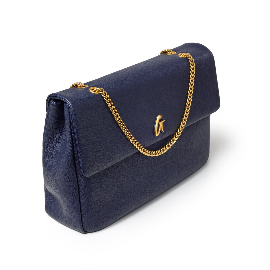 XL PEBBLE FLAP BAG - NAVY