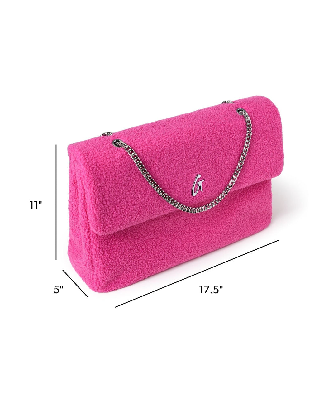 XL TEDDY FLAP BAG - HOT PINK