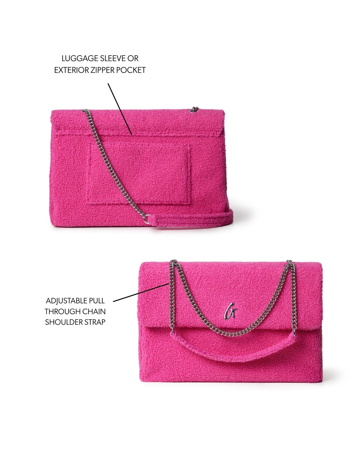XL TEDDY FLAP BAG - HOT PINK