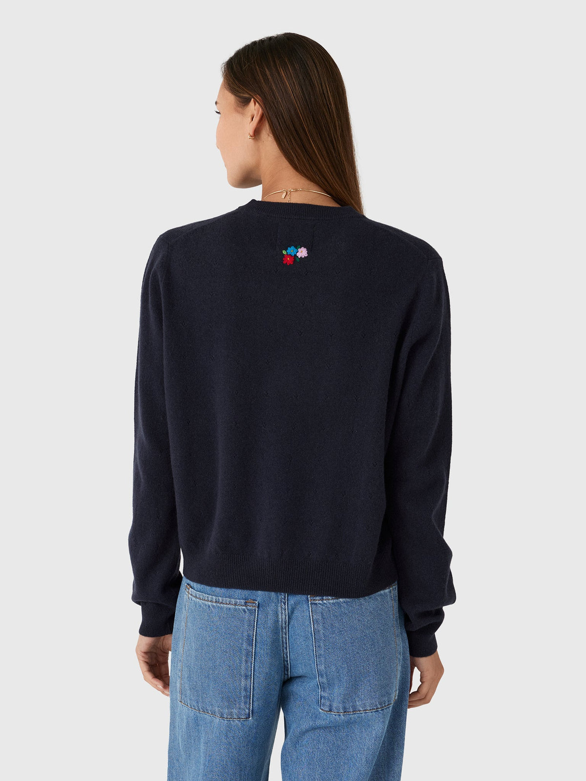 Jumper 1234 Women's Embroidered Floral Crew Sweater