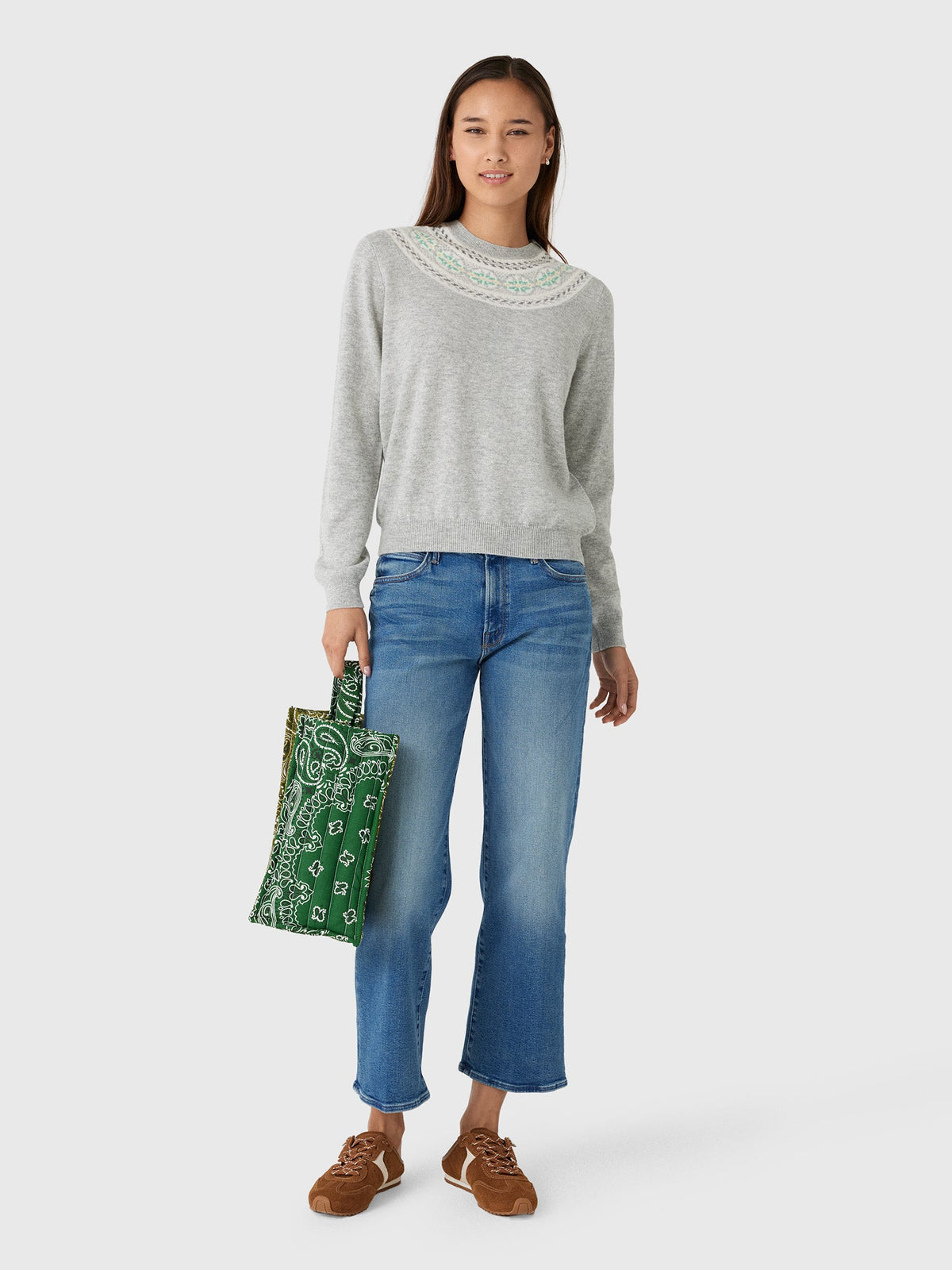 Jumper 1234 Women's Yoke Fairisle Crew Sweater