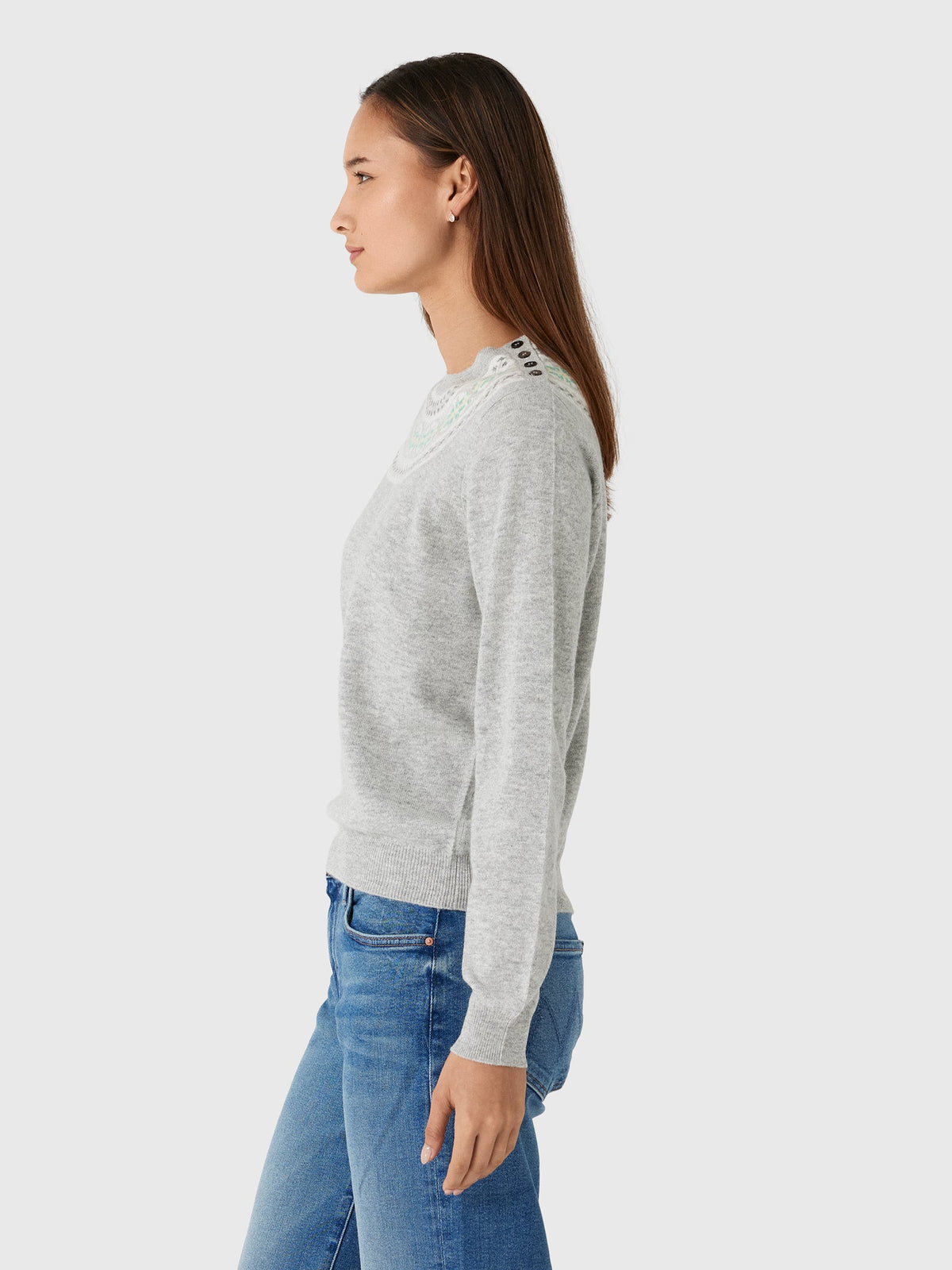 Jumper 1234 Women's Yoke Fairisle Crew Sweater