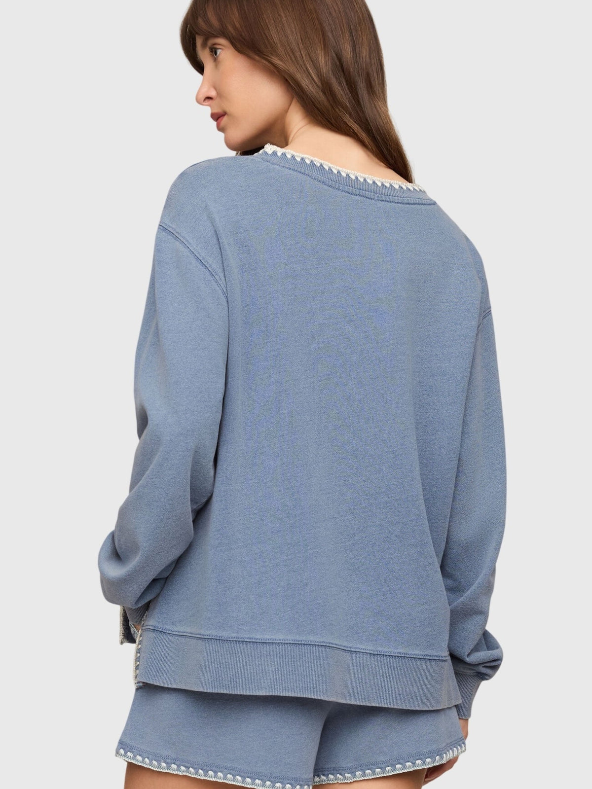 Z Supply Women's Cam Knit Denim Whipstitch Top