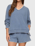 Z Supply Women's Cam Knit Denim Whipstitch Top