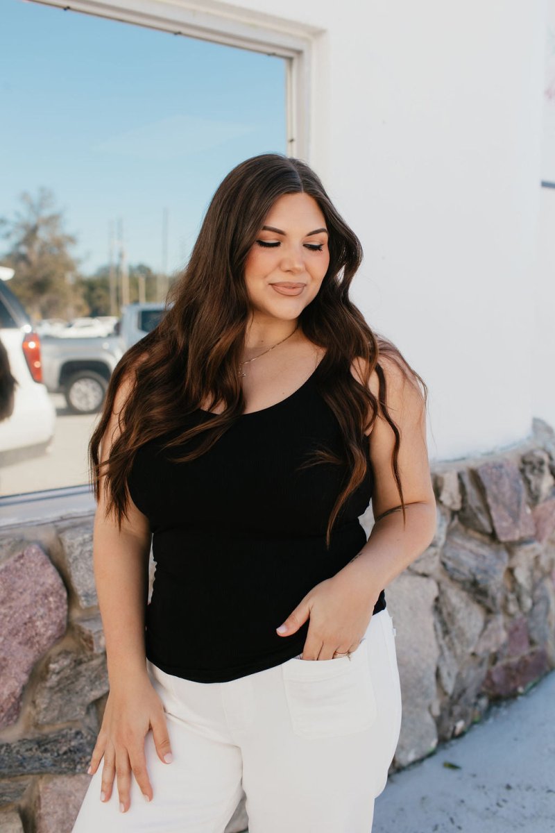 All In One Reversible Tank In Black - Reg & Curvy