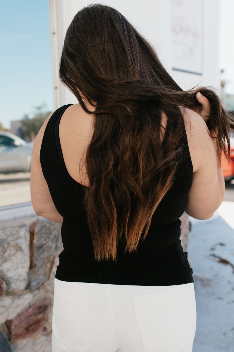 All In One Reversible Tank In Black - Reg & Curvy