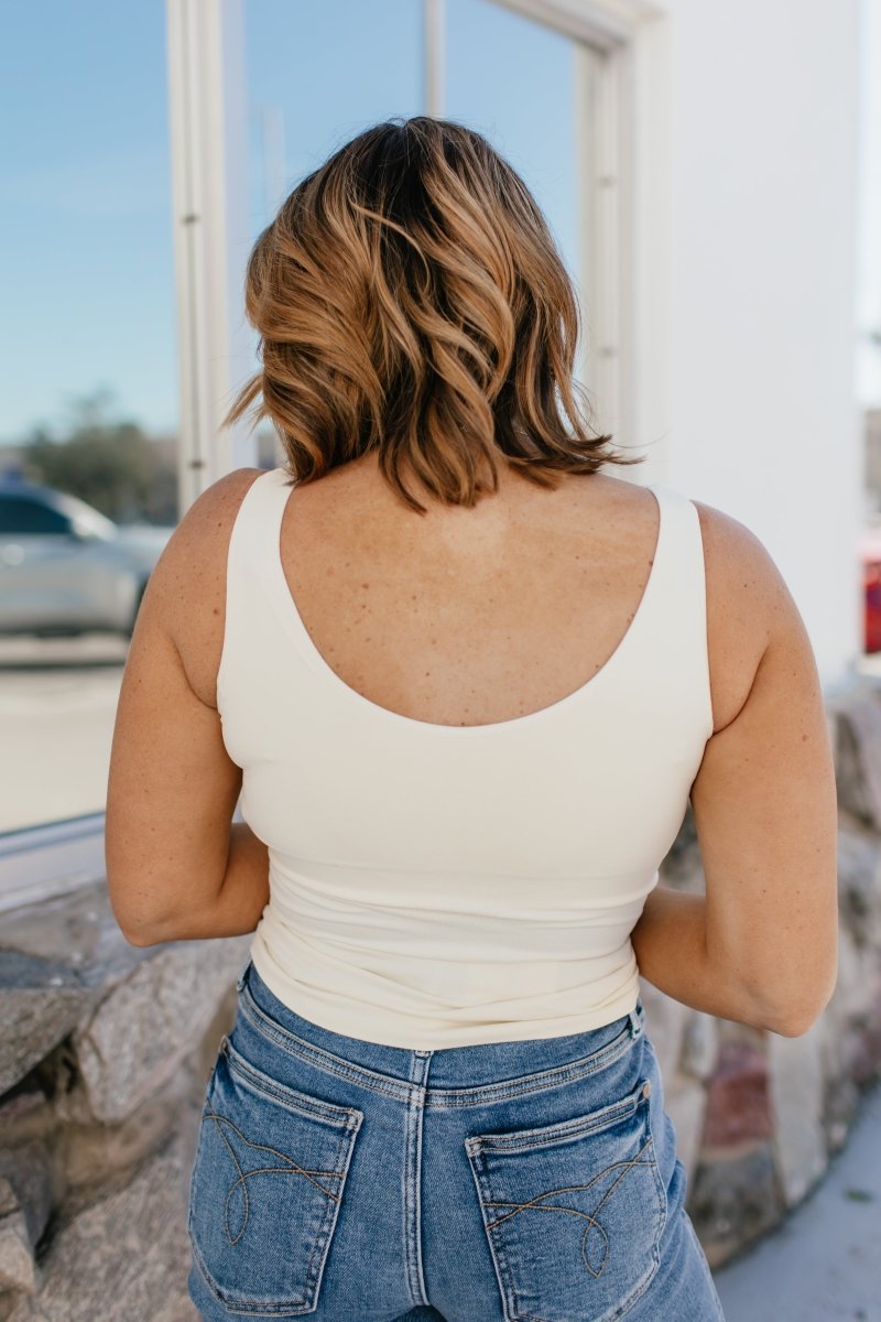 All In One Reversible Tank In Ivory - Reg & Curvy