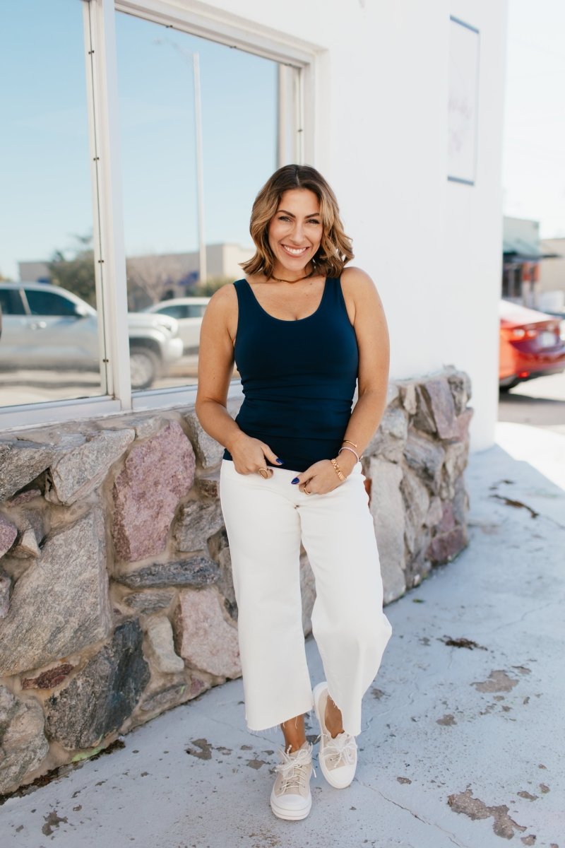 All In One Reversible Tank In Navy - Reg & Curvy