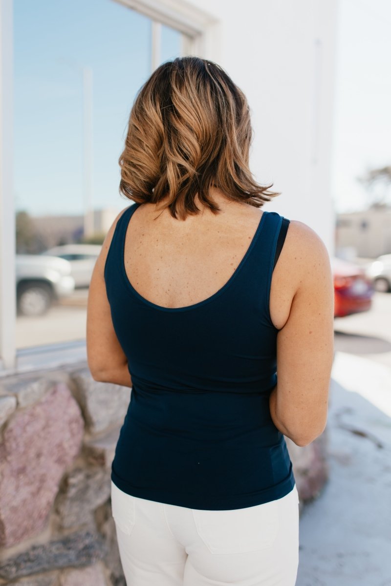 All In One Reversible Tank In Navy - Reg & Curvy