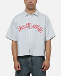 Ed Hardy Eagle Button Up Shirt Blue Pinstripe