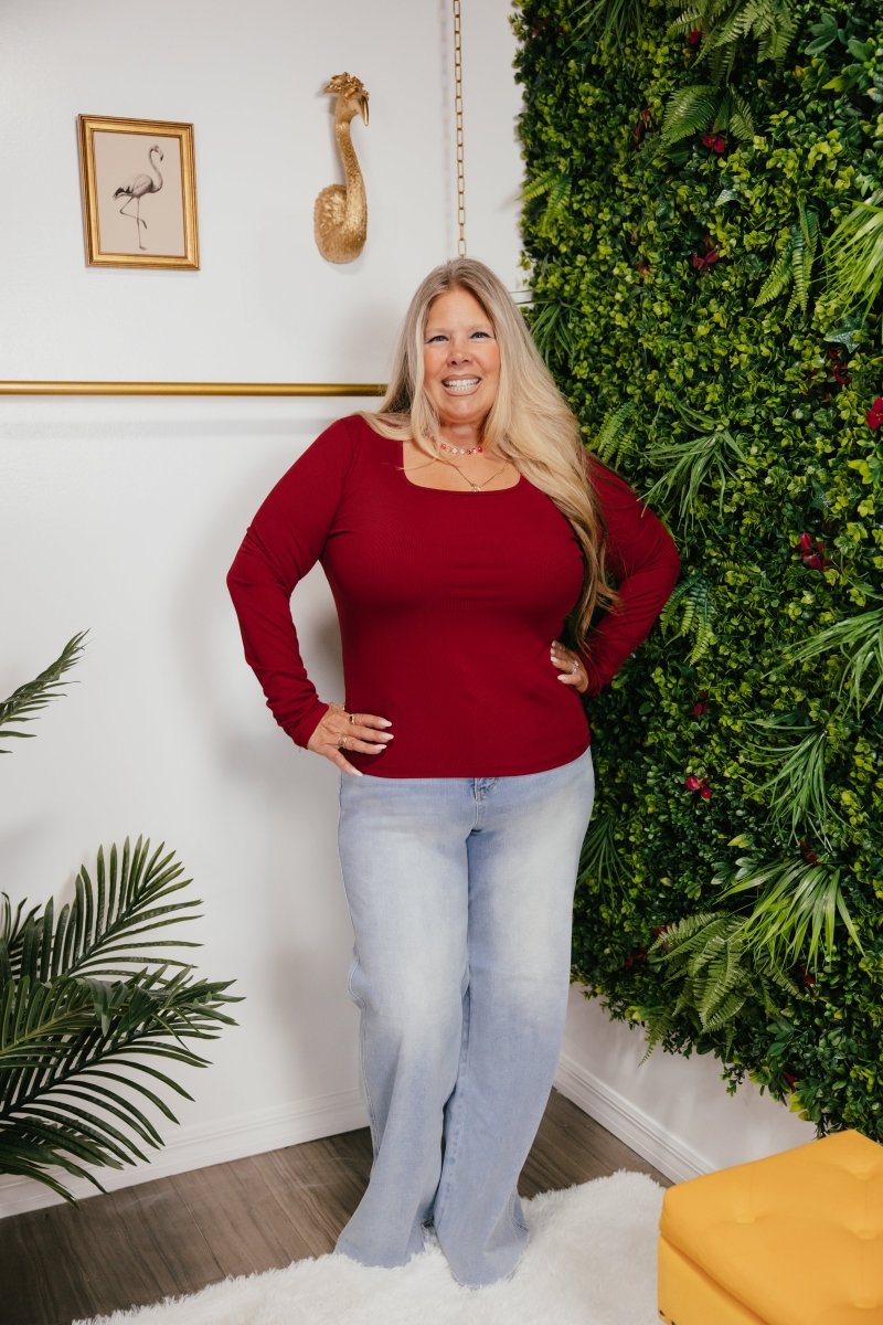 Back To Basics Top In Maroon - Reg & Curvy