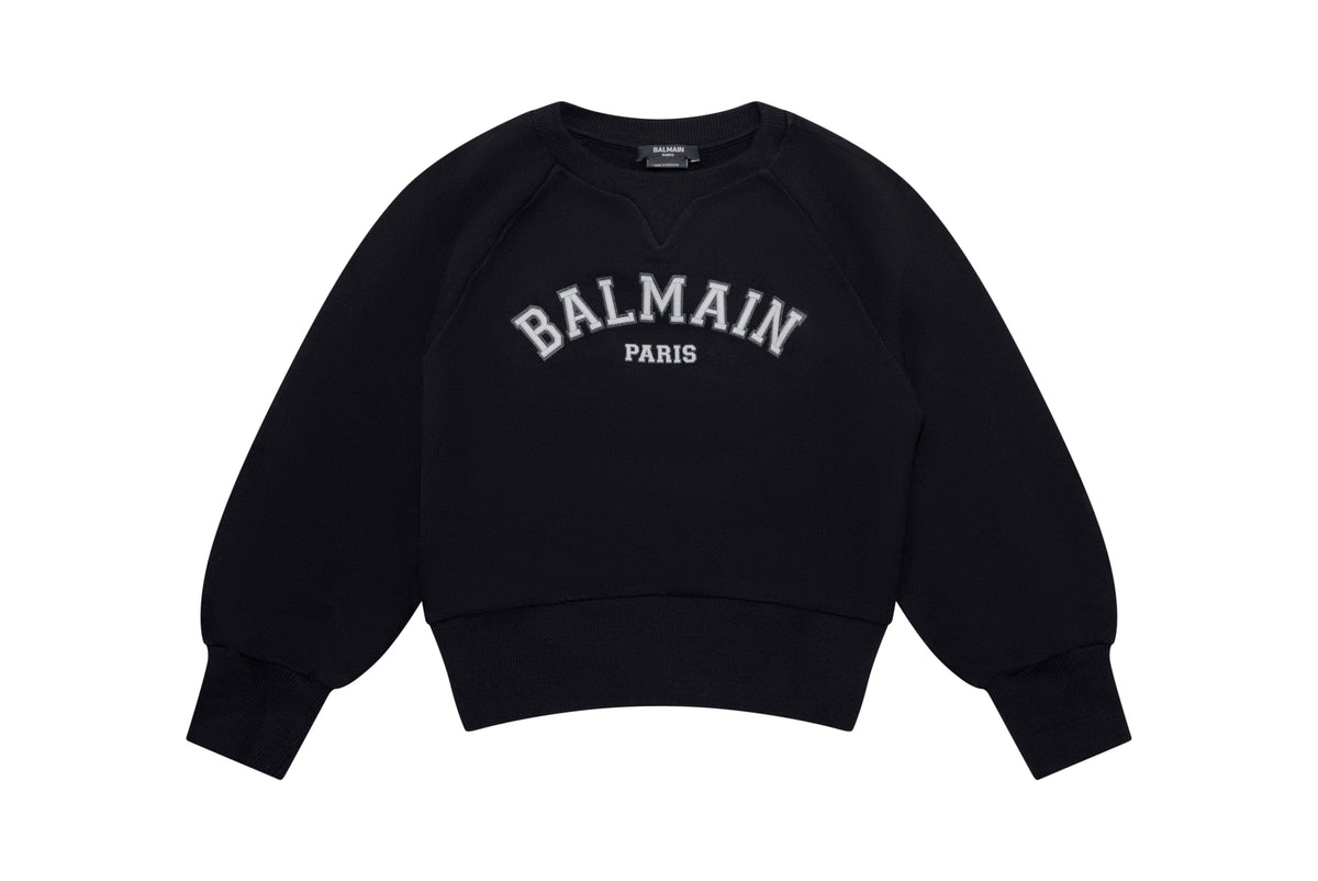 BALMAIN Cropped Logo Sweatshirt Kids Apparel