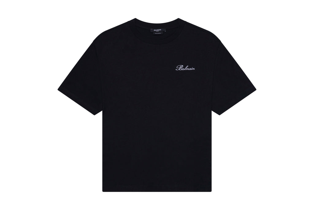 BALMAIN S/S Tee Small Cursive Logo Kids Apparel