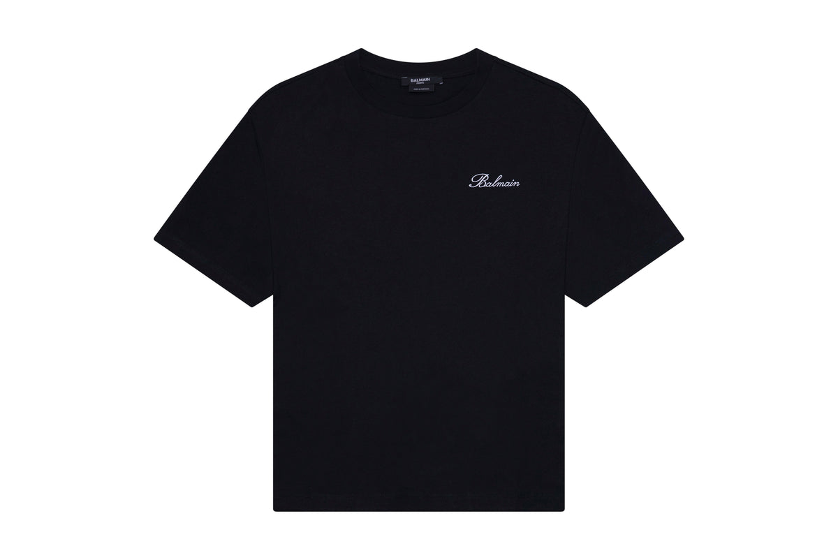 BALMAIN S/S Tee Small Cursive Logo Kids Apparel