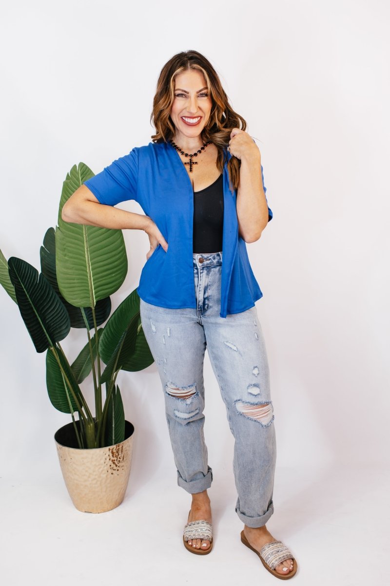BLACK FRIDAY DEAL: Basic Cardigan in Blue - Reg/Curvy- FINAL SALE