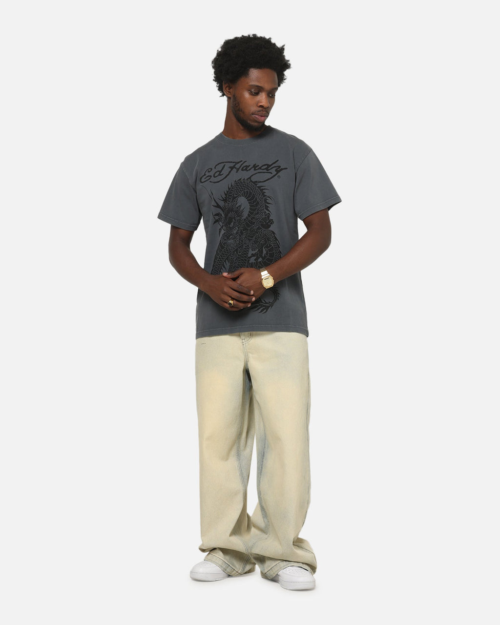 Ed Hardy Euro Fitted T-Shirt Charcoal