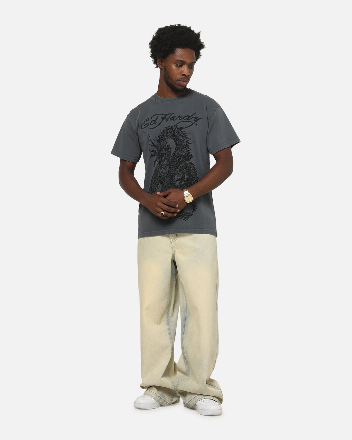 Ed Hardy Euro Fitted T-Shirt Charcoal