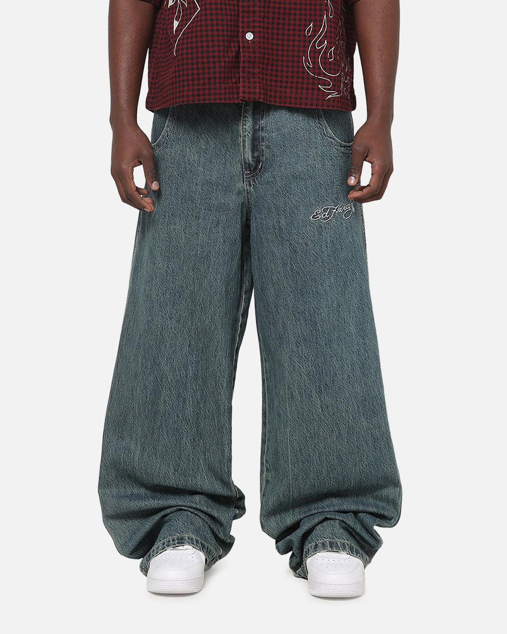 Ed Hardy Dragon Ultra Wide Jeans Mid Blue