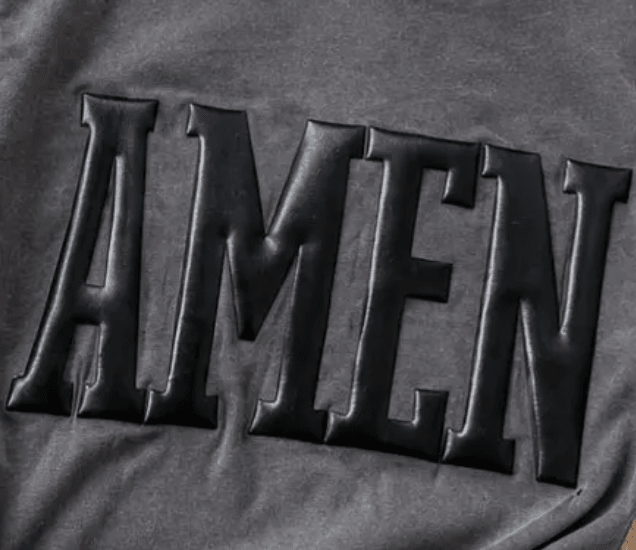 Black Metallic Amen Graphic Pullover - FINAL SALE