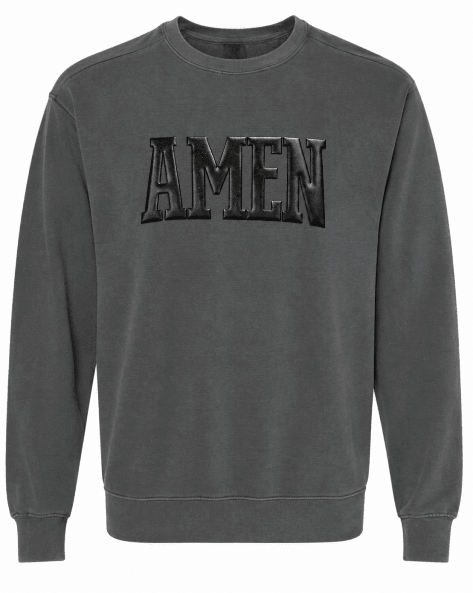 Black Metallic Amen Graphic Pullover - FINAL SALE