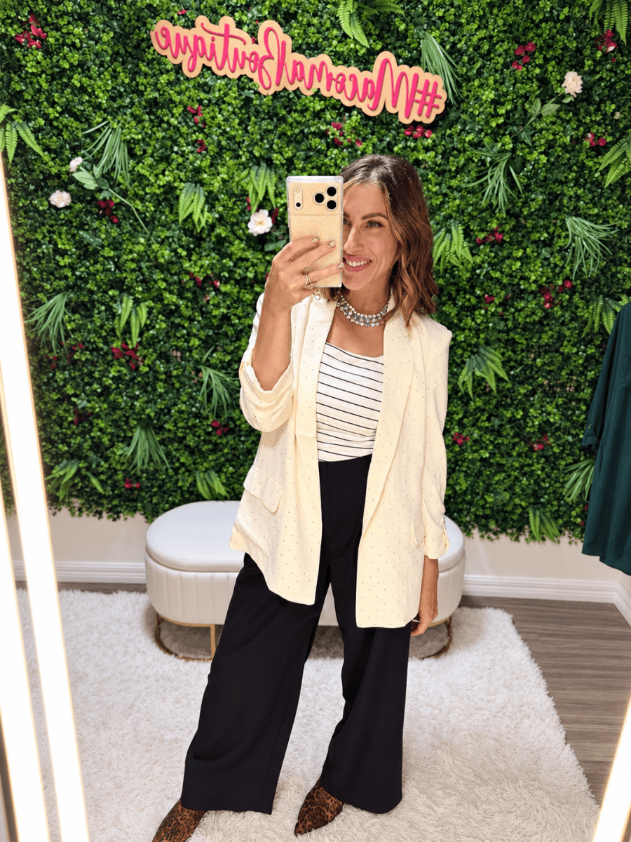 Boardroom Babe Blazer In Cream - Reg & Curvy