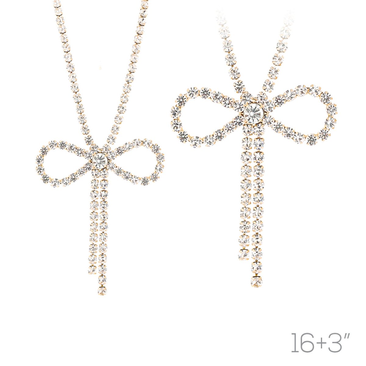 Bow & Behold Necklace In Gold Rhinestone