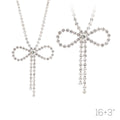 Bow & Behold Necklace In Silver Rhinestone