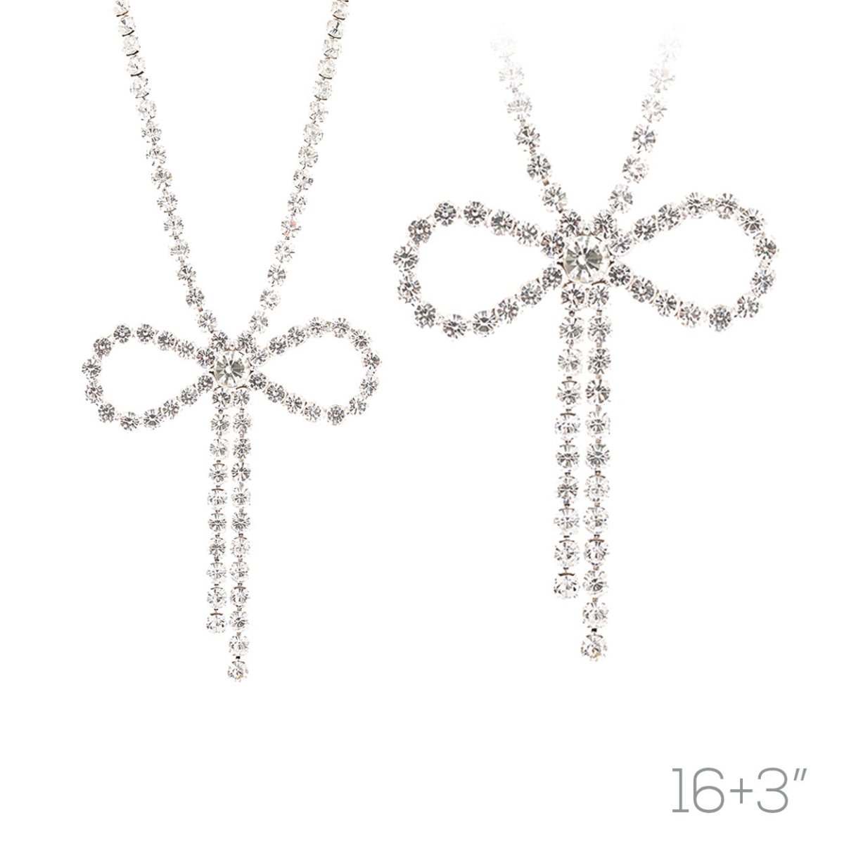 Bow & Behold Necklace In Silver Rhinestone