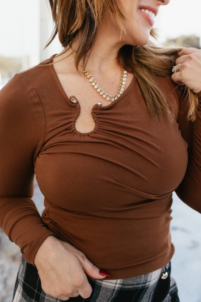 Brown Sugar Keyhole Top - FINAL SALE