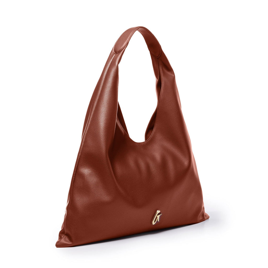 PEBBLE HOBO SHOULDER BAG - BROWN