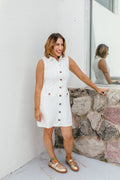 Buttoned Beauty Dress In Cream