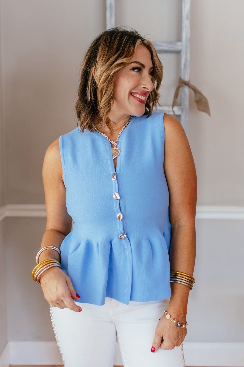 Buttoned Bliss Top In Blue