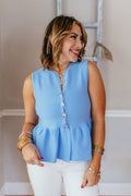 Buttoned Bliss Top In Blue