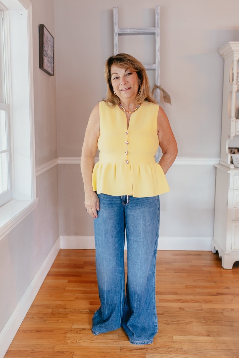 Buttoned Bliss Top In Lemon