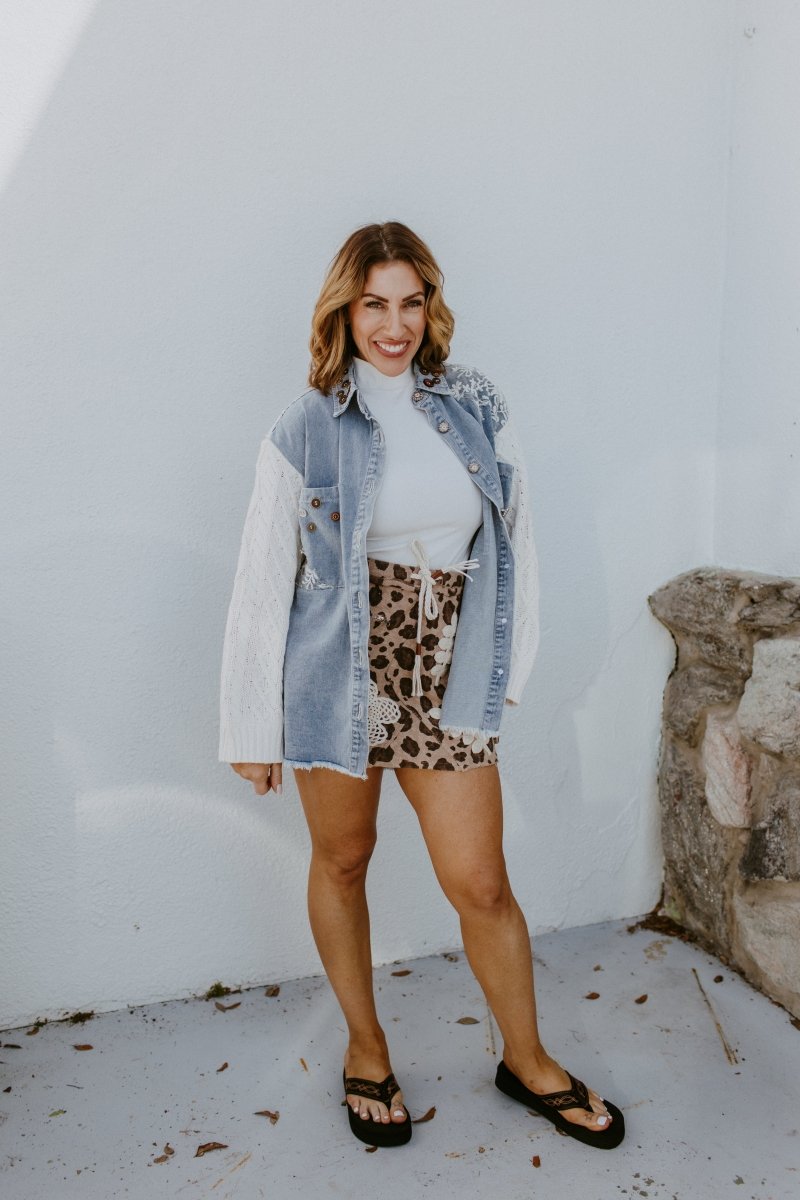Buttoned Blooms Denim Shirt