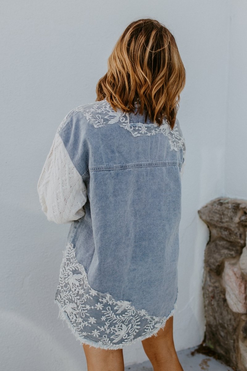 Buttoned Blooms Denim Shirt