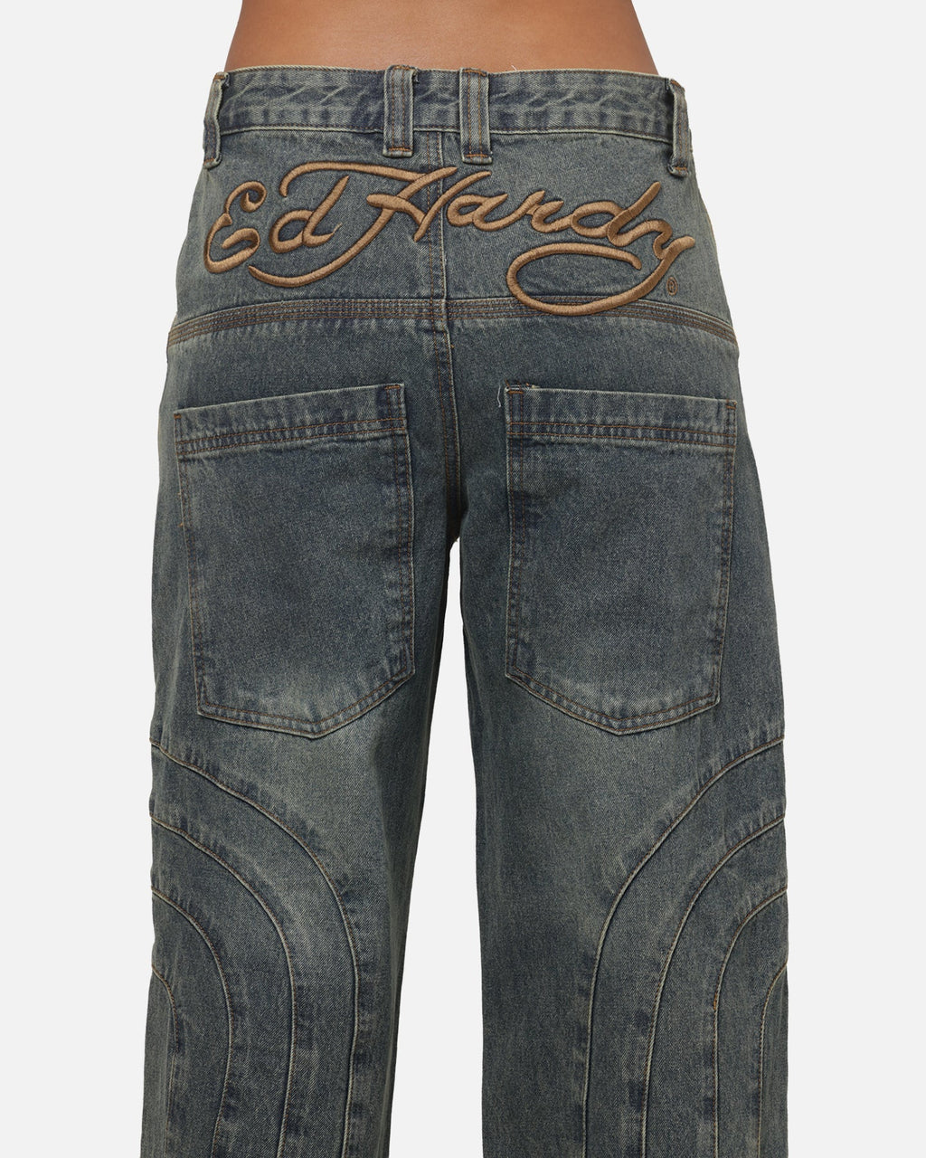 Women's Panelled Ultra Baggy Jeans Mid Blue