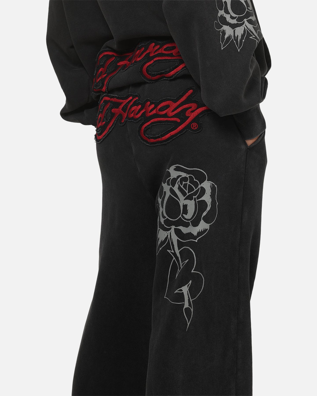 Ed Hardy Women's Rose Trackpants Washed Black