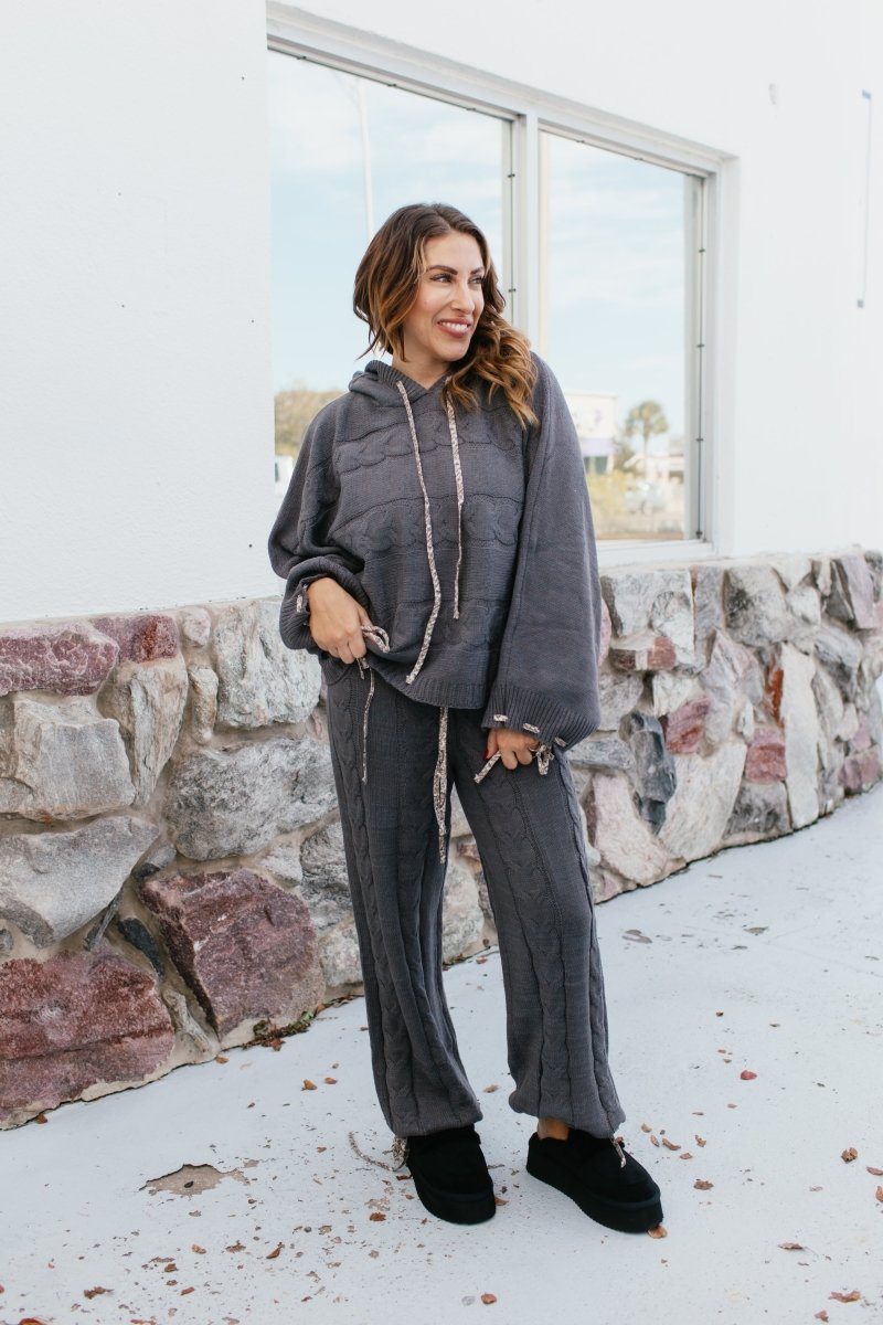 Cable Crush Knit Hoodie