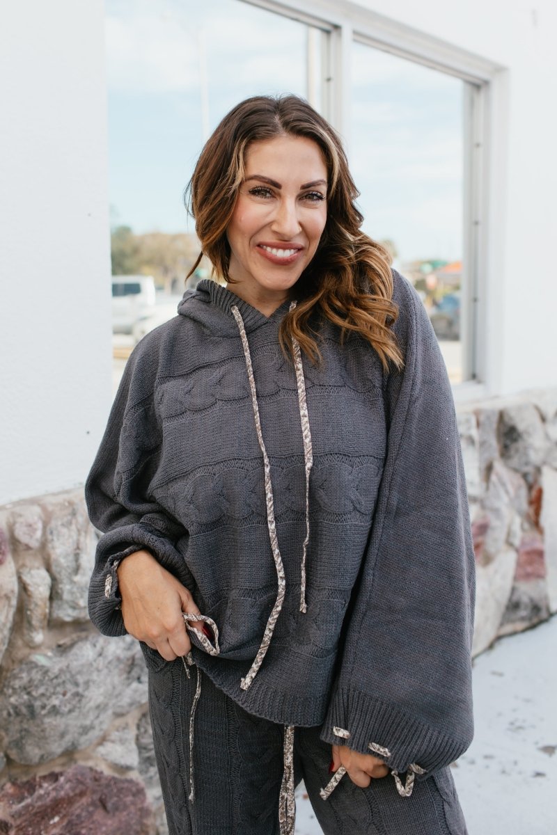 Cable Crush Knit Hoodie