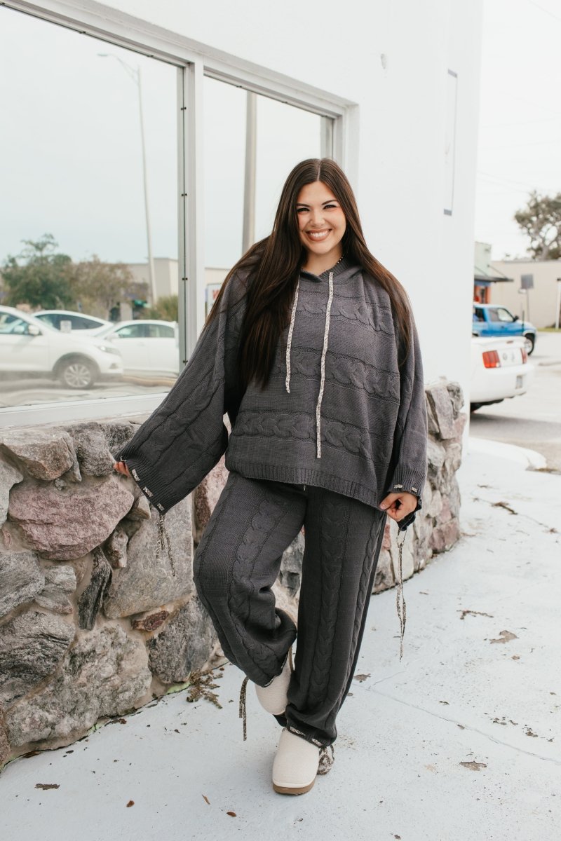Cable Crush Knit Hoodie