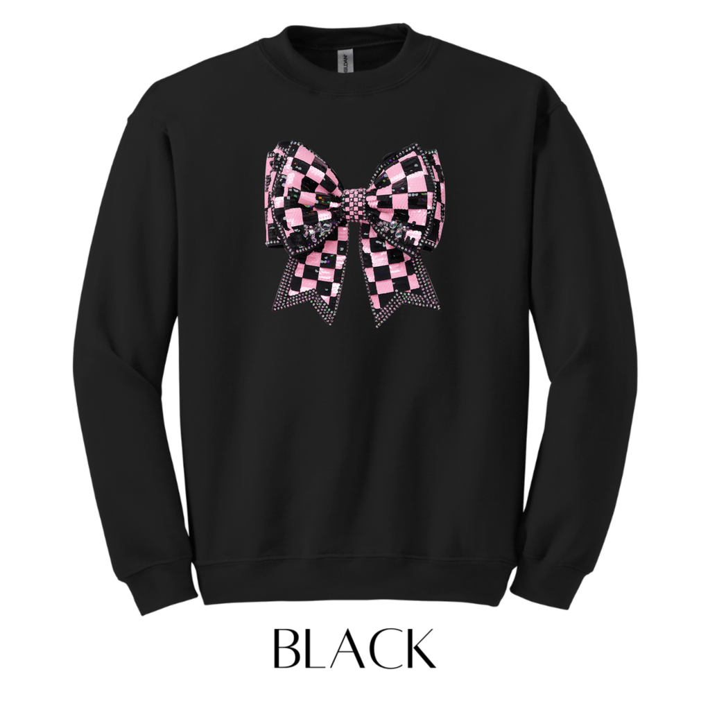Checkers and Bows Graphic Pullover - FINAL SALE