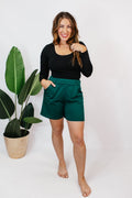 Chic & Comfy Belt Loop Shorts in Hunter - Reg & Curvy