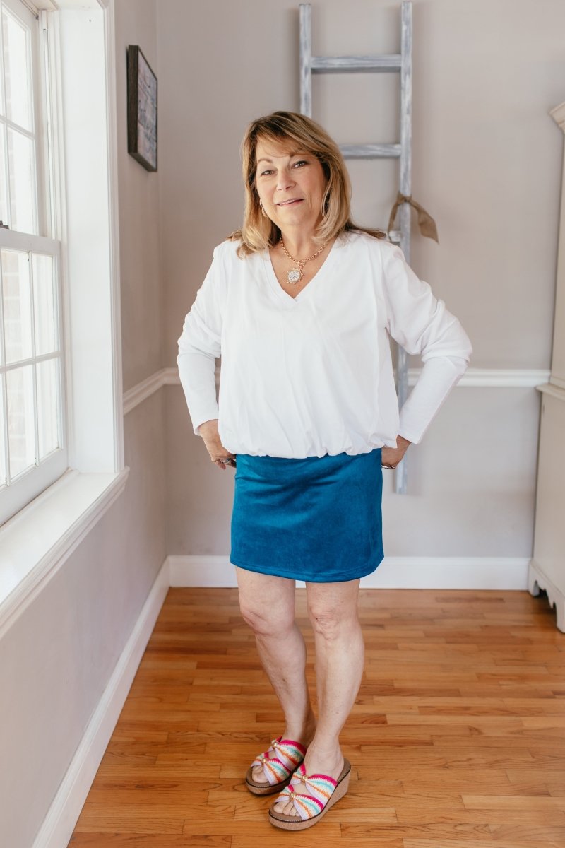 Classic Crush Mini Skirt In Teal - Reg & Curvy