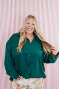 Classic Kathryn Button Up Top in Forest Green - Reg & Curvy