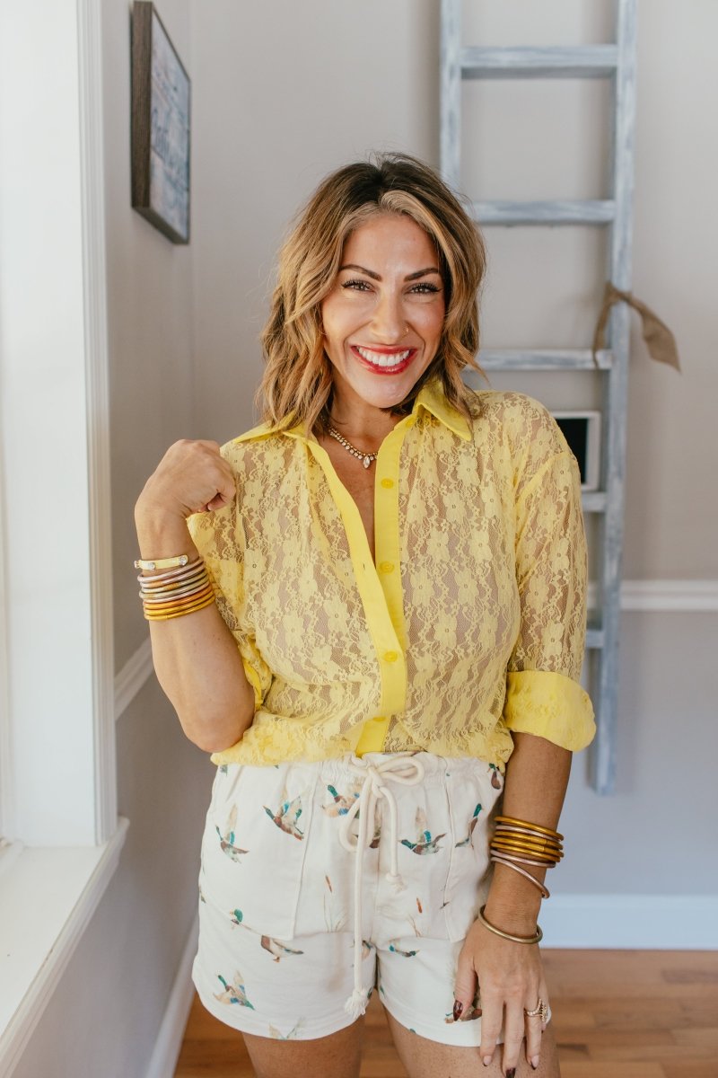 Classic Kathryn Button Up Top In Yellow - Reg & Curvy