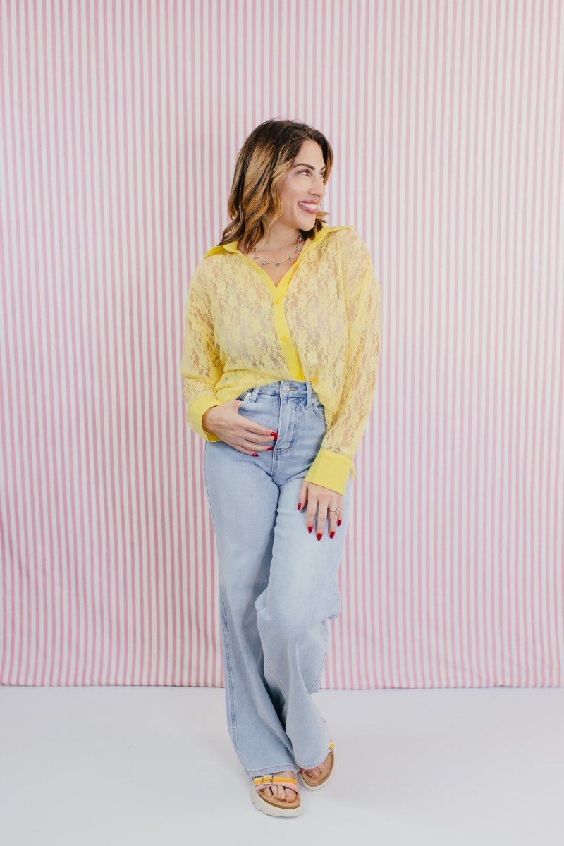 Classic Kathryn Button Up Top In Yellow - Reg & Curvy