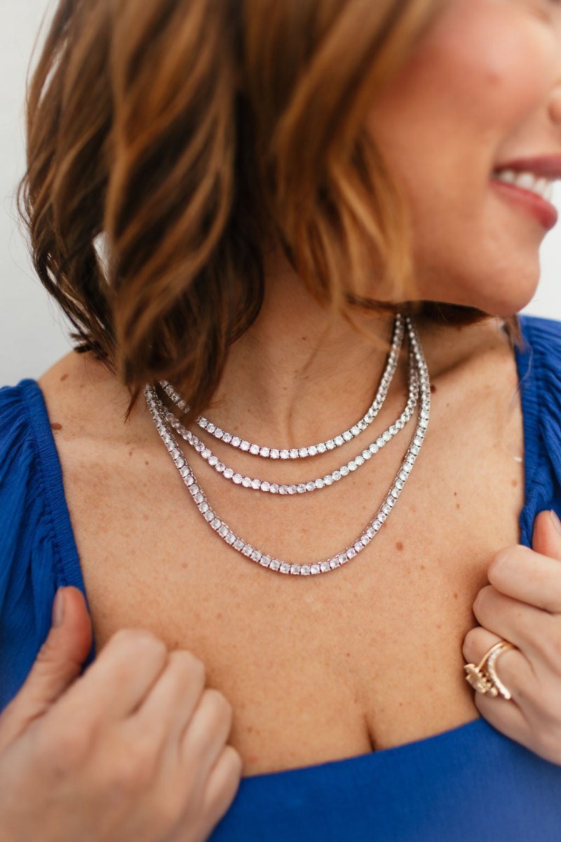 Clear 4mm Rhinestone Tennis Necklace